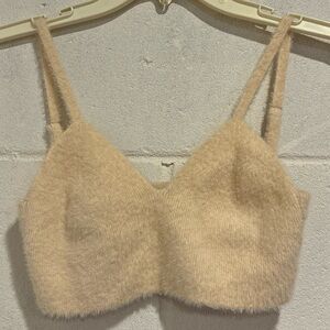 26 point 5 bustier crop top beige faux fur